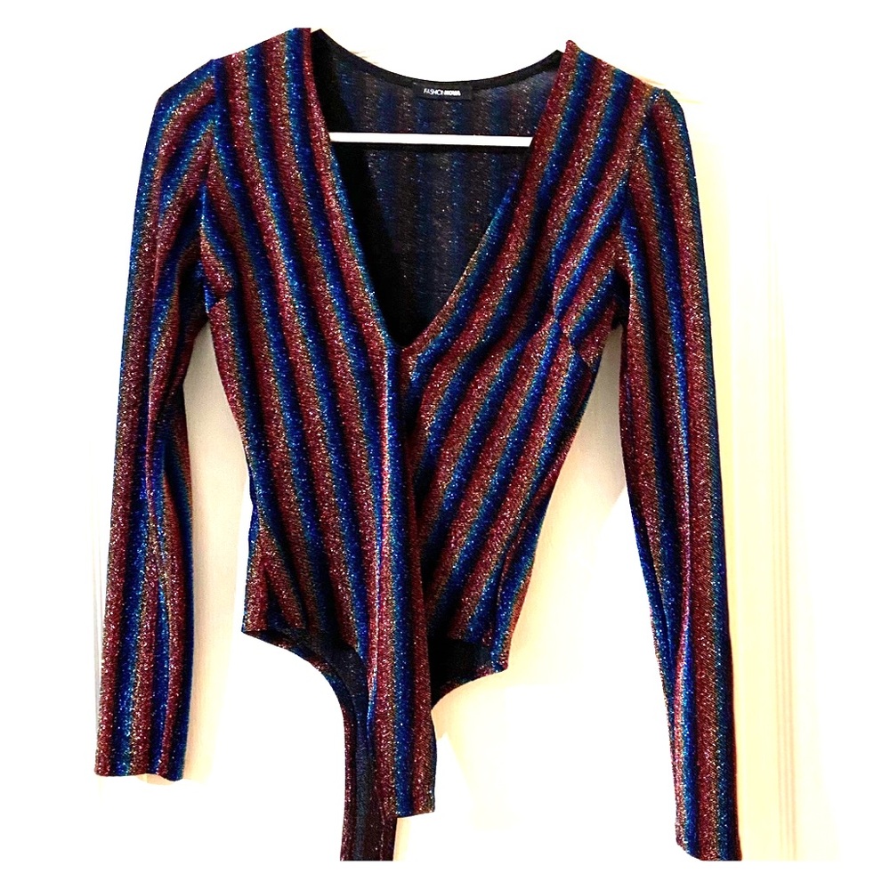 (4) 💖Long sleeve black sequence multi color body suit!